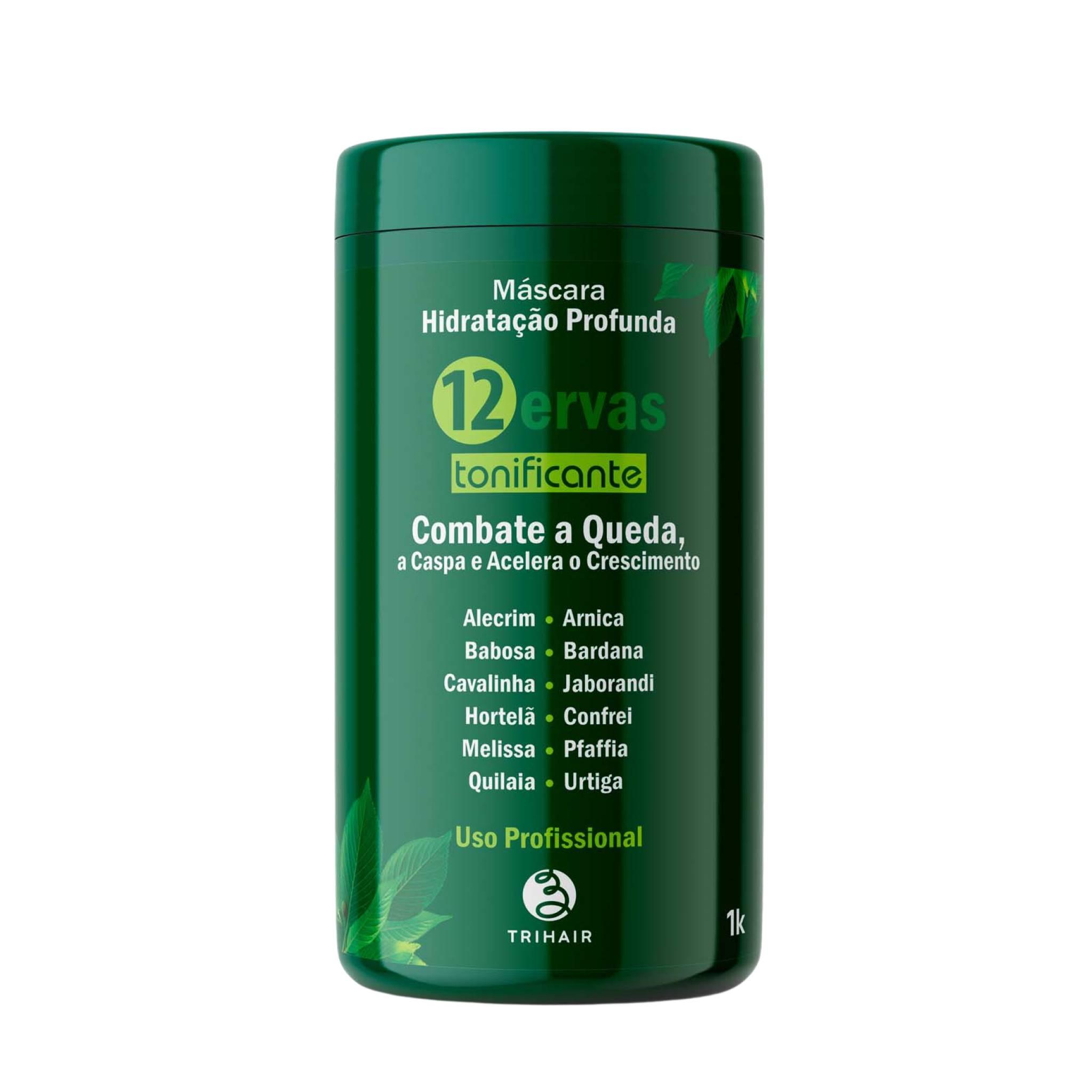 Máscara 12 Ervas Tonificante - 1Kg - Trihair Cosméticos